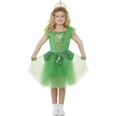 Imagen de Smiffys Disfraz de hada con brillo del día San Patricio lujo, Verde, Vestido y corona