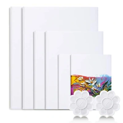 Imagen de Viesap Lienzos, 6 PCS Lienzos Para Pintar Acrilico, 30x40, 20x30, 15x20 Paneles De Arte, 100% Algodón Lienzo Pintar, Cuadrados, Set Preestirados Blanco