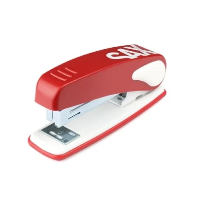 Imagen de SAX Design Grapadora 239 de oficina para 25 hojas, versátil con función grapado, hasta 63 mm profundidad incl. grapas 100x24/6 y 130x26/6, metal, rojo