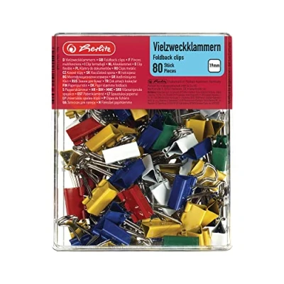 Imagen de Herlitz 10411148 Caja de pinzas pala abatibles (80 unidades, 19 mm)