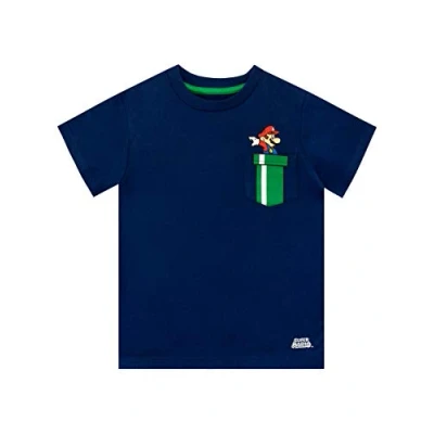 Imagen de Super Mario Camiseta de Manga Corta para niños Azul 5 6 Años