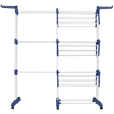 Imagen de Tendedero tipo torre, para interior, con Alas plegables,Soporta hasta 40 Kilos de Peso,Multiplica tu Espacio,Reforzado,Inoxidable a Prueba Herrumbre (75 142.5*64*170cm azul+blanco)