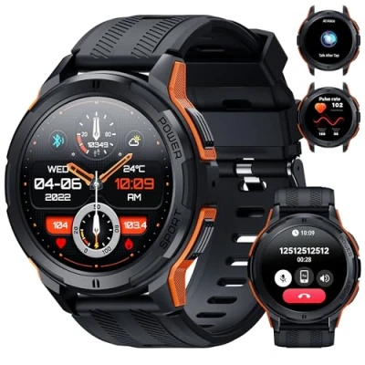 Imagen de OUKITEL BT10 Reloj Inteligente Hombre, 1.43&quot; AMOLED Smartwatch Militar con Llamadas Bluetooth, 5ATM Impermeable, 100+ Modos Deporte Pulsómetro Presión Arterial Monito de Sueño, Android iOS