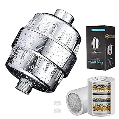 Imagen de Filtro Ducha 20 Etapas con Vitamina C Universal Purificador de Agua para Alta Presion Eliminación Cloro, Fluoruro, Metales Pesados y Otros Sedimentos, Dogfish