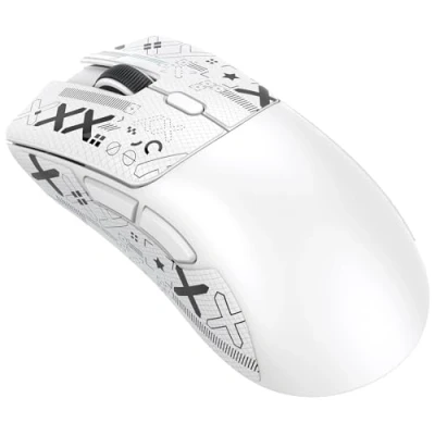 Imagen de ATTACK SHARK R1 ratón Superlight de 59 g con Cinta, Sensor para Juegos PixArt PAW3311, inalámbrico/con Cable BT/2.4G, 6 dpi Ajustables hasta 18000, batería 65 Horas (Blanco)