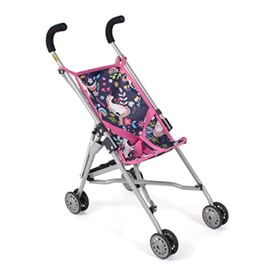 Imagen de Bayer Chic 2000 Cochecito de muñecas Roma, Mini Cochecito, Unicornio, Azul Marino, Rosa, 601 43