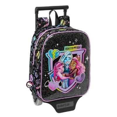 Imagen de Safta MONSTER HIGH Mochila Guardería con Carro, Ideal para Niños de Diferentes Edades, Cómoda y Versátil, Calidad Resistencia, 22x10x27 cm, Color Negro