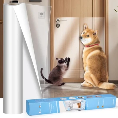 Imagen de Protector Sofa Gatos Arañazo, 30x500cm Transparente Antiarañazos Sofa, Autoadhesiva Puertas Arañazos Perro, Cinta Protectora de Muebles para Sofá, Pared, Puerta, Gabinete