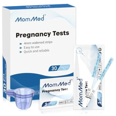 Imagen de MOMMED test de embarazo (HCG30), Tiras con 30 vasos orina para una detección temprana, resultados rápidos y precisos, ultrasensibles mujeres