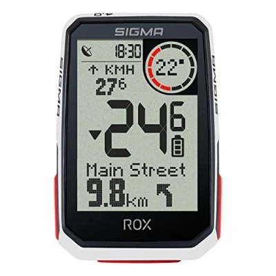 Imagen de SIGMA SPORT ROX 4.0 Juego de sensores, ciclocomputador inalámbrico con GPS y sensor velocidad, frecuencia cardíaca cadencia, navegación para exteriores medición altitud, blanco