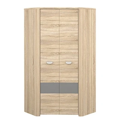 Imagen de FORTE Yoop Armario con 2 puertas, derivado de madera, diseño roble Sonoma combinado gris mate, 205,7 x 95,4 80,5 cm