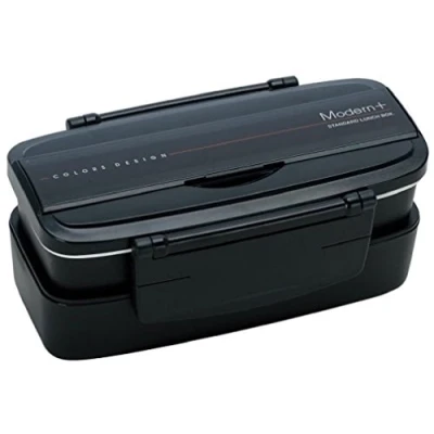 Imagen de Skater Japanese Modern/Traditional Compartmental 2 Tier Bento Lunch Box, 900ml, Chopsticks by