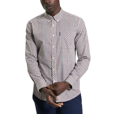Imagen de Ben Sherman Camisa casual de manga corta con botones para hombre, Rojo., L