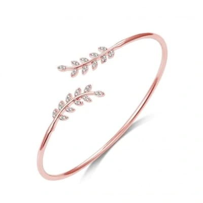Imagen de Philip Jones Brazalete de hoja chapado en oro rosa creado con cristales Zircondia®