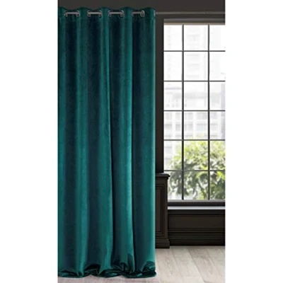 Imagen de Eurofirany Ria Cortina Opaca Terciopelo con Ojales 1 Unidad, Panel, Suave, Clásico, Elegante, Salón, Dormitorio, Gruesa 290 g/m², 140x250 cm, Turquesa Oscura