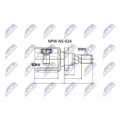 Imagen de NTY NPW NS 024 Junta Homocinética Caja de cambios manual, Transmisión automática Eje delantero, izquierda, derecha, lado engranaje