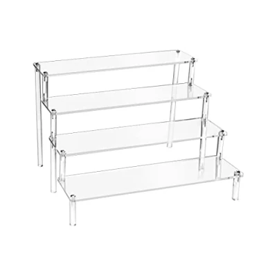 Imagen de QWORK® Soporte de Exhibición Acrílico Transparente 4 Niveles, Vitrina Expositora para Figuras Pop/Magdalenas/Perfumes, 30 x 25 20 cm