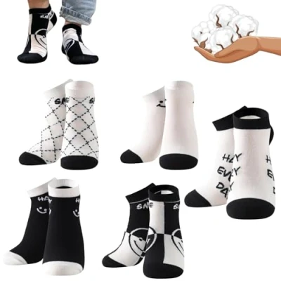 Imagen de Calcetines Tobilleros Verano. 90% Algodón. Cortos Estampados Divertidos Mujer, Niña. Regalos Mujer. Pack de 6 Pares para Uso Diario. (FR/ES, Números, 35, 41, Regular, 30)
