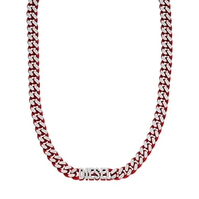 Imagen de Diesel Collar Para Hombre Acero, Longitud: 450mm+50mm, Ancho: 21.9mm, Altura: 8mm Rojo Acero Inoxidable, DX1416040