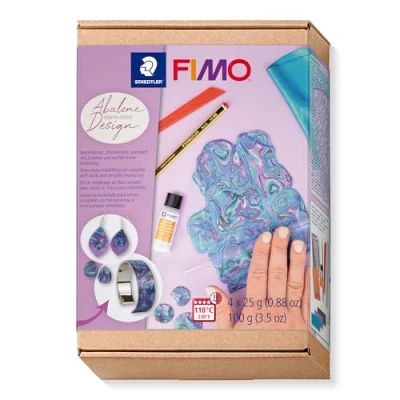 Imagen de STAEDTLER 8025 HTC4 FIMO Arcilla de modelado polimérica endurecida al horno Cómo crear, diseño abulón (paquete 9 piezas, incluyendo bloques suaves y accesorios)