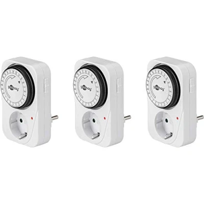 Imagen de Goobay 55539 interruptor horario analógico para interiores tomas de corriente ciclo 15 minutos ajustable LED control funcionamiento continuo posible Set 3