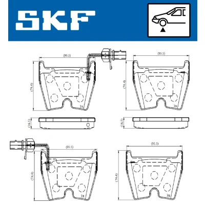 Imagen de SKF VKBP 80369 E Juego de pastillas freno con contacto avisador desgaste