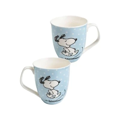 Imagen de The Peanuts Snoopy Taza de café (cerámica, 280 ml), diseño lunares, color azul