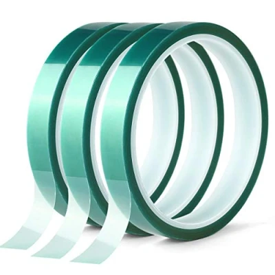 Imagen de 3 rollos de cinta poliéster alta temperatura, PET con adhesivo silicona, ideal para pintura, recubrimiento en polvo, anodización, placas circuito, impresora 3D (13mm x 25 m)