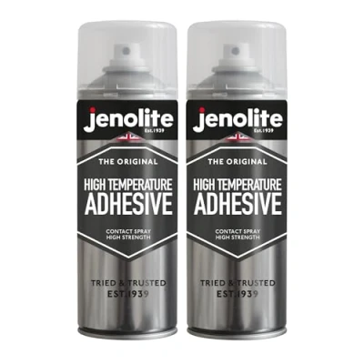 Imagen de JENOLITE Spray Adhesivo de alta temperatura HASTA 80C 2x400ml contacto multiusos Secado rápido, unión fuerte Adecuado para la mayoría materiales y superficies