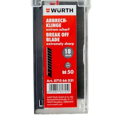 Imagen de Würth 50 hojas desmontables de 18 mm, extremadamente afiladas, color negro