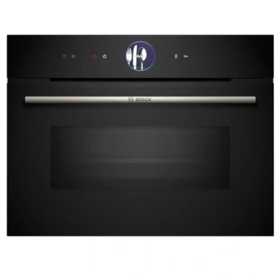Imagen de Horno compacto con microondas Bosch CMG7761B1, Convencional, Limpieza Pirolítica y agua, 45 l, Aire caliente 4D, Home Connect , 60 cm, Negro