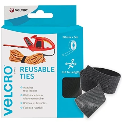 Imagen de VELCRO Brand Correas reutilizables 30mm x 5m Negro