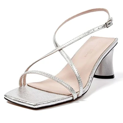 Imagen de L37 HANDMADE SHOES That Hill, Sandalia de tacón Mujer, Plata, 39 EU