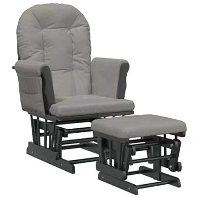 Imagen de vidaXL Sillón de Lactancia con Taburete Tela Gris Claro