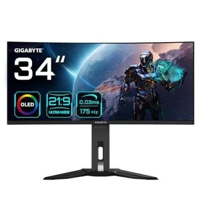 Imagen de Gigabyte Monitor de Juegos Curvo OLED WQHD MO34WQC 34&quot; 3440 x 1440, 175Hz, 0.03ms, KVM, 250 CD/m², FreeSync Premium Pro, DisplayHDR True Black 400, HDMI 2.1, Displayport 1.4