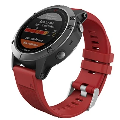 Imagen de MoKo Correa Compatible con Garmin Fenix 7/6/6 Pro/5/5 Plus/Epix Gen 2/Forerunner 955/945/935/Instinct/Instinct 2, Quick Fit 22mm Banda Pulsera de Silicona Repuesto, Rojo Oscuro