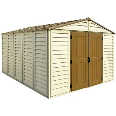 Imagen de Duramax caseta cobertizo jardín WOODBRIDGE PLUS 10.5 x 13 Poliuretano PVC color beige marrón