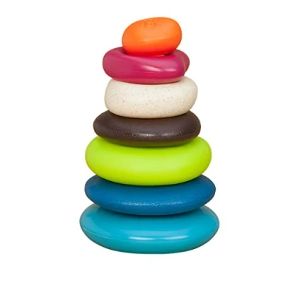 Imagen de B. toys Skipping Stones aros apilables texturizados Clásico juego de para bebés Juguetes desarrollo temprano , color/modelo surtido