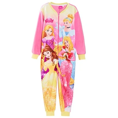 Imagen de Disney pijama de princesa para niñas, forro polar con cremallera, rosa, 9 10 Years