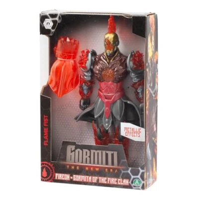 Imagen de GORMITI THE NEW ERA Figura de 27 cm Fireon con su Arma Guante Lava, Armadura Quitar y Poner, Brillantes Acabados Metálicos, 9 Puntos Articulación, Famosa (GRV06300)