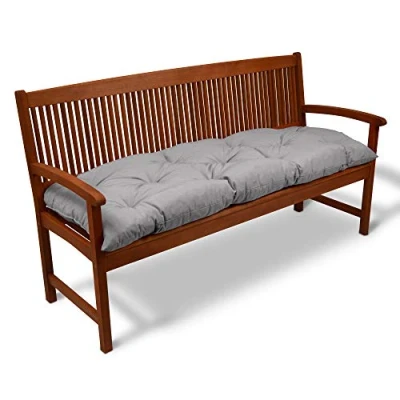 Imagen de Beautissu Cojines para Bancos Flair BK 150x50x10 cm Cómodo Acolchado Banco de jardín/Columpio Hollywood Gris Claro