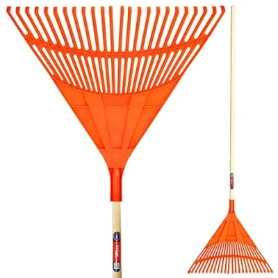 Imagen de KADAX rastrillo para Hierba y Hojas, Ancho con Mango Largo de Madera, Escoba plástico, recogedor Compartimentos 180 x 61 cm