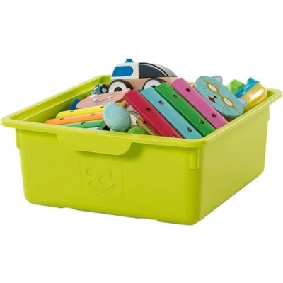 Imagen de Iris Ohyama, Lote de 2, cajas almacenamiento, 10 Lcon tapa, apilable, dormitorio, sala juegos Kids Box KDL 330 Verde