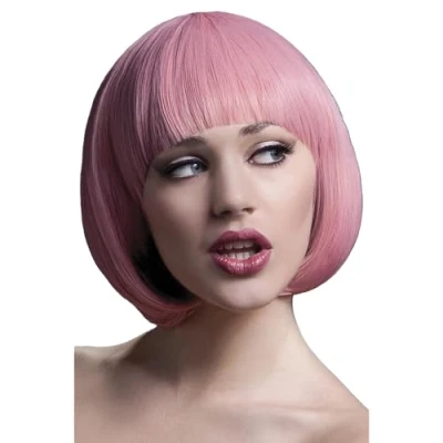Imagen de Smiffy&#039;s Colección Fever, Peluca Mia, rosa pastel, bob corto con flequillo, 25cm / 10in