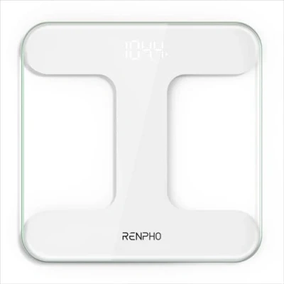 Imagen de RENPHO báscula de baño para peso corporal, personas, corporal con pantalla LED brillante, más precisa 0.01 libras, baterías incluidas, capacidad 400 libras/180 kg,
