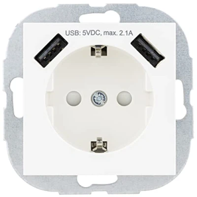Imagen de Rev Ritter 0239420106 Matrix Regleta de 2 enchufes (USB, 2,1 A), Color Blanco Mate