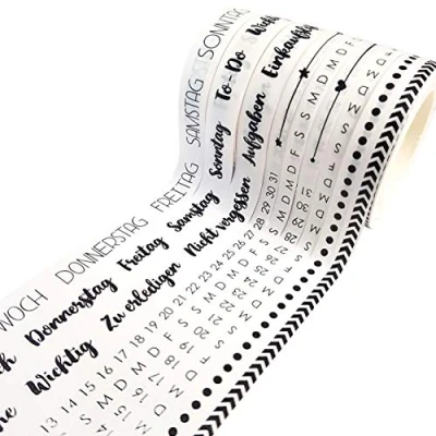 Imagen de Papierdrachen 9 Washi Tapes para su Bullet Journal Handlettering Plan semanal y días simplemente pegados To Do Tareas Lista de la compra Ideal principiantes profesionales