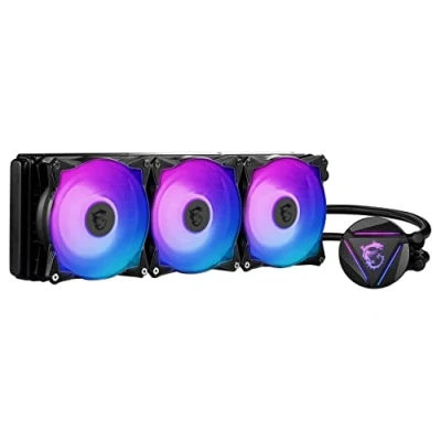 Imagen de MSI MAG CORELIQUID 360R V2 Refrigeración Líquida CPU AIO Blockhead ARGB Giratorio, Bomba de Radiador Integrada, Flujo Dividido, Tubería a Prueba Evaporación Admite AMD e Intel