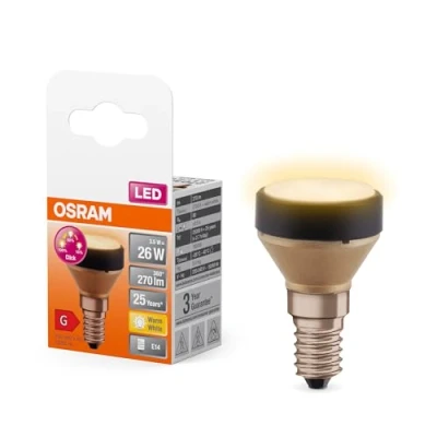 Imagen de OSRAM Flat Lamp, lampada LED ultra compatta e piatta con attacco E27, bianco caldo (2700K), economica un consumo di 3.5W, dimmerabile in 3 fasi tramite interruttore a parete, confezione da 1