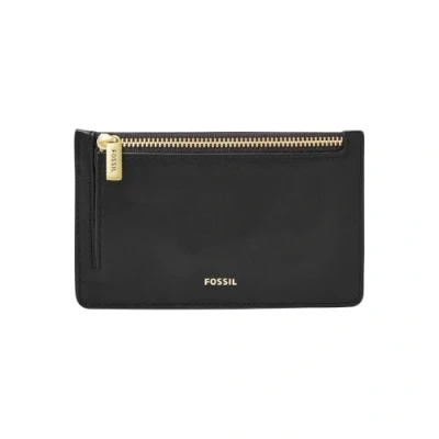 Imagen de Fossil Billetero para Mujer Logan, Estuche tarjetas de piel con ribete poliuretano negro 13,8 cm largo x 0,4 ancho 8,5 alto SL7925001